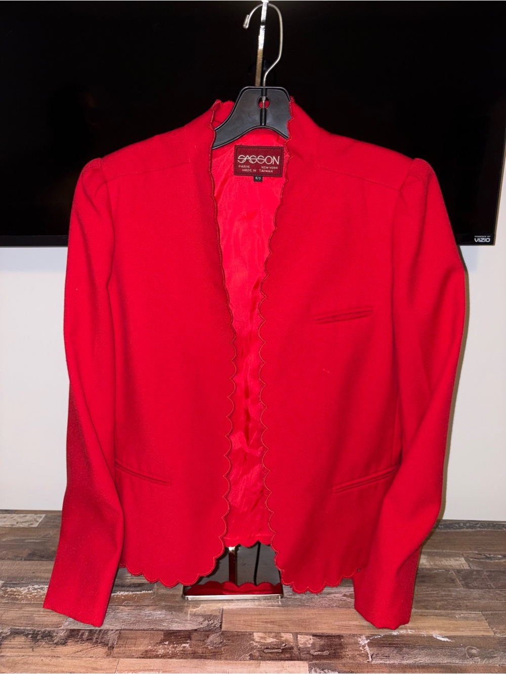 Vintage Sasson Jeans Red Scalloped Edge Blazer